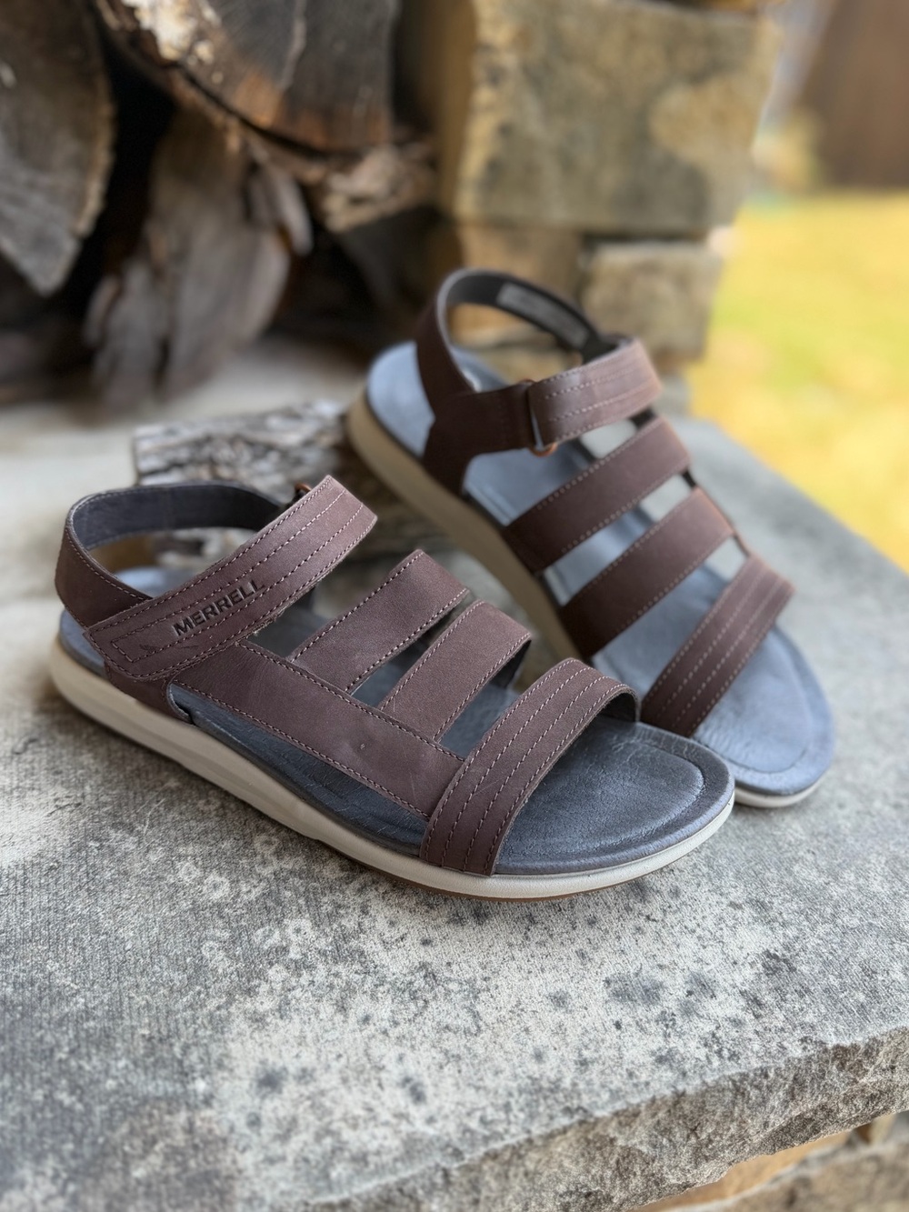 Merrell Blacken Brown Multi-Strap Leather Comfort Sandals Sz-7.   U